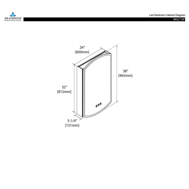 Blossom Castor 24″ LED Medicine Cabinet – Modern Innovation & Sleek Design