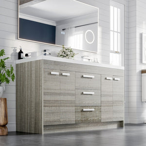 Lugano 60 in. Ash Double Sink  Bath Vanity with Acrylic Top and Integrated Sinks