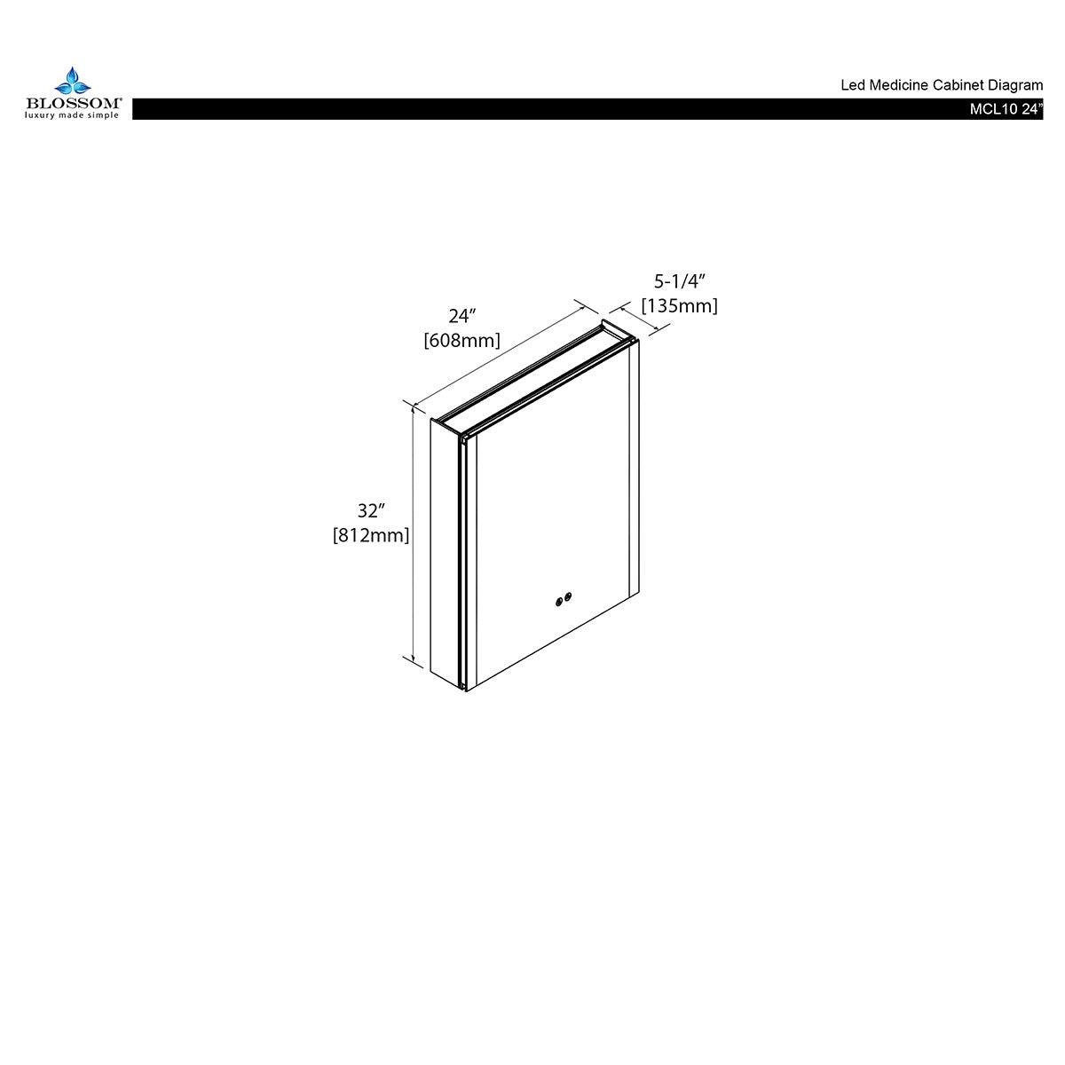 Capella 24-Inch LED Medicine Cabinet – Modern Vanity Mirror with Adjustable Lighting
