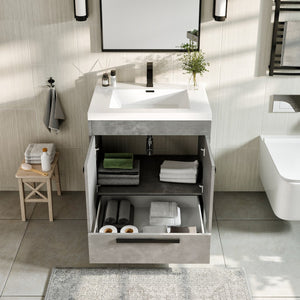 Lugano 30 in. Concrete Gray Single Sink Bath Vanity with Acrylic Top and Integrated Sink