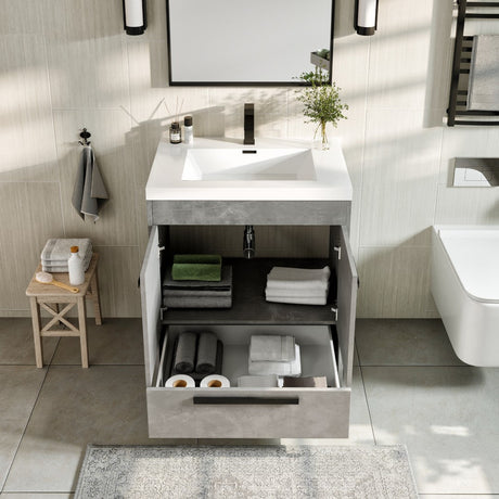 Lugano 30 in. Concrete Gray Single Sink Bath Vanity with Acrylic Top and Integrated Sink
