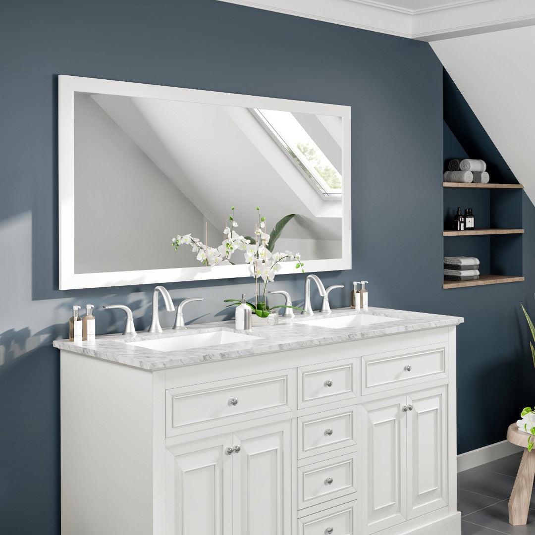Eviva New York 60" x 30" Rectangular White Wooden Framed Mirror
