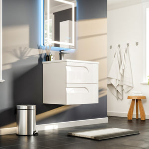 Joy 24 in. White Wall Mount Single Sink Bath Vanity with Porcelain Top and Integrated Sink