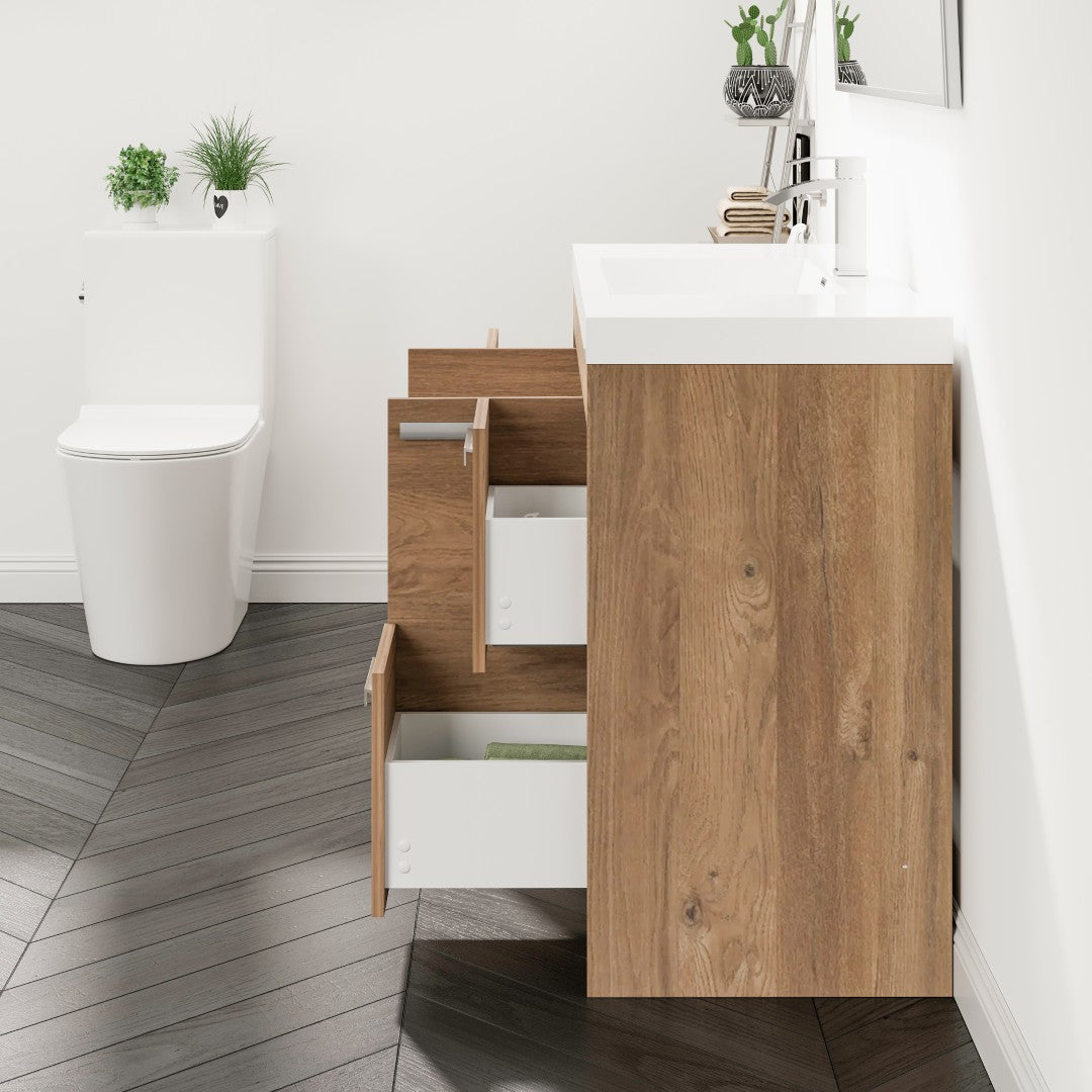 Lugano 48 in. Natural Oak Single Sink Bath Vanity with Acrylic Top and Integrated Sink