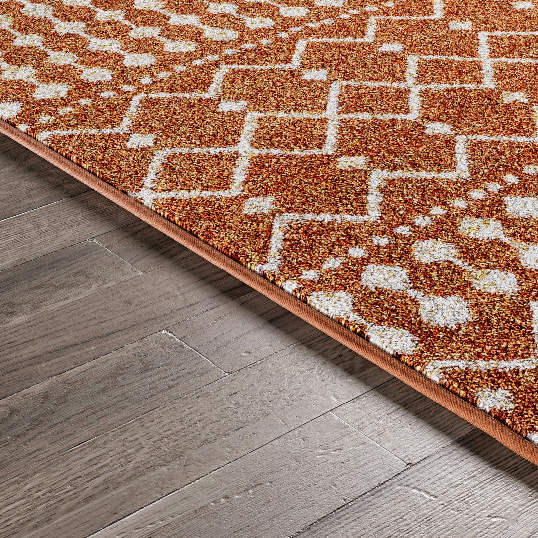 Eviva Grid 8' x 10' Geometric Orange/Cream Rug