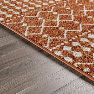 Eviva Grid 8' x 10' Geometric Orange/Cream Rug