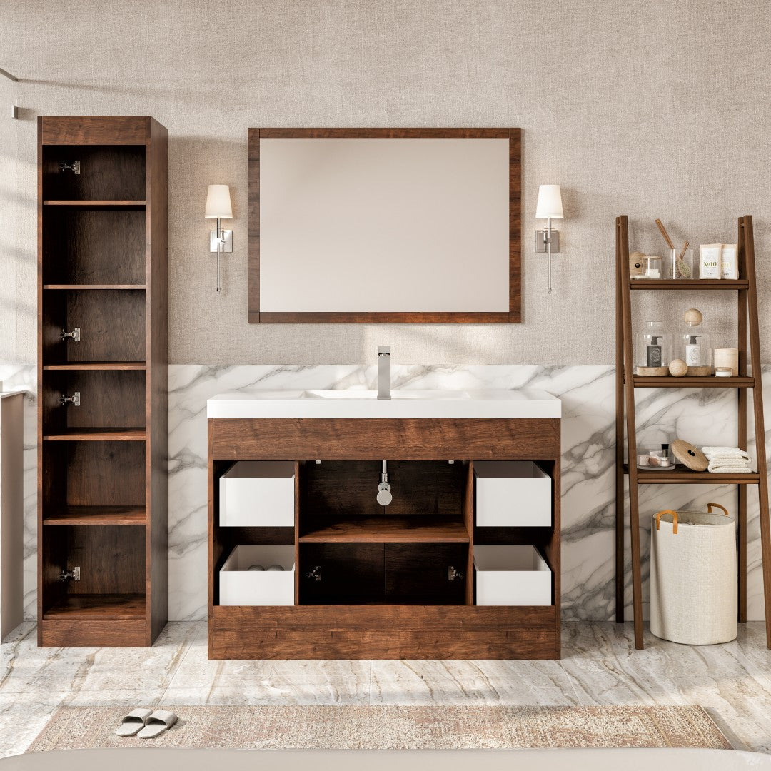 Lugano 48 in. Rosewood Single Sink Bath Vanity with Acrylic Top and Integrated Sink