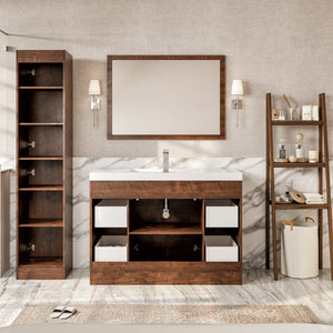 Lugano 48 in. Rosewood Single Sink Bath Vanity with Acrylic Top and Integrated Sink