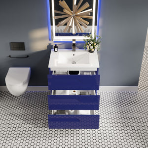 Joy 32 in. Blue Single Sink Bath Vanity with Porcelain Top and Integrated Sink