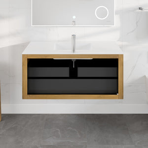 Madeira 48 in. Oak Wall Mount Single Sink Bath Vanity with Acrylic Top and Integrated Sink