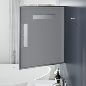 Eviva Sax 24" x 30" Rectangular Brushed Nickel Metal Framed Mirror