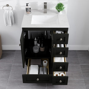 Acclaim 24 in. Espresso Single Sink Bath Vanity with Carrara Quartz Top and Undermount Porcelain Sink