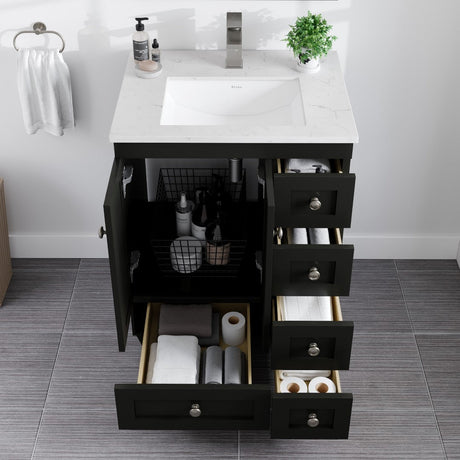 Acclaim 24 in. Espresso Single Sink Bath Vanity with Carrara Quartz Top and Undermount Porcelain Sink