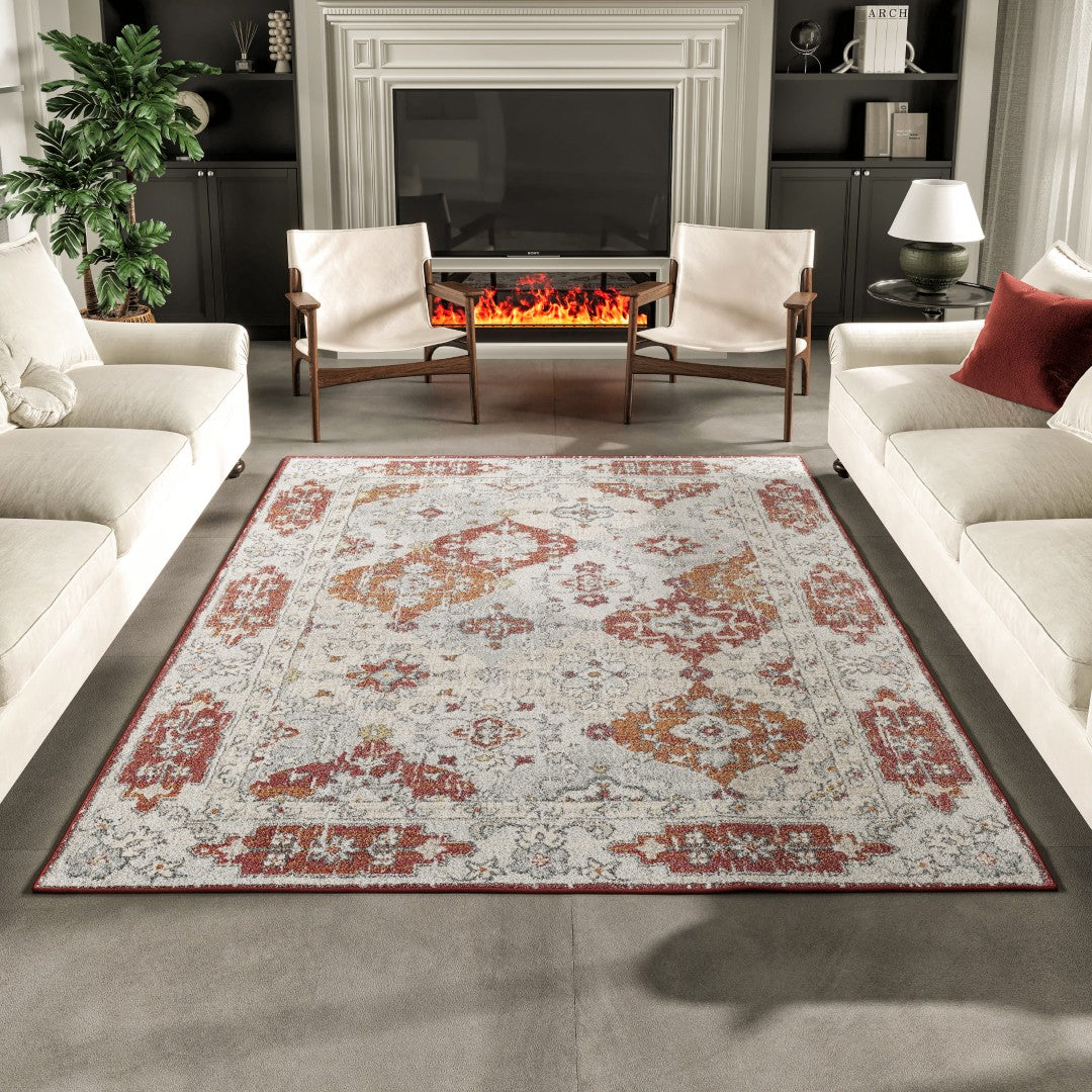 Eviva Mosaic 3' x 5' Damask Multicolor Rug