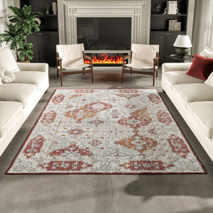 Eviva Mosaic 3' x 5' Damask Multicolor Rug