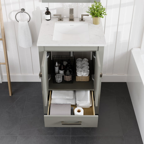 Aberdeen 24 in. Gray Single Sink Bath Vanity with Carrara Quartz Top and Undermount Porcelain Sink