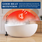 New England Home Goods 63" Wavy Freestanding Tub Solid Surface Freestadning Stone Resin Soaking Bathtub