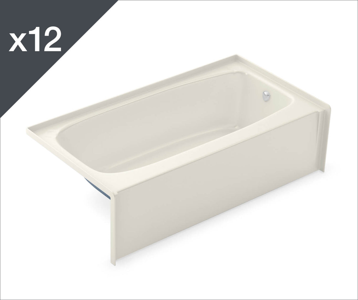 Aker TO-2954 AcrylX Alcove Left-Hand Drain Bath in Biscuit