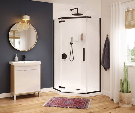 MAAX 137301-900-173-000 Hana Neo-angle 40 x 40 x 75 in. 8mm Pivot Shower Door for Corner Installation with Clear glass in Dark Bronze