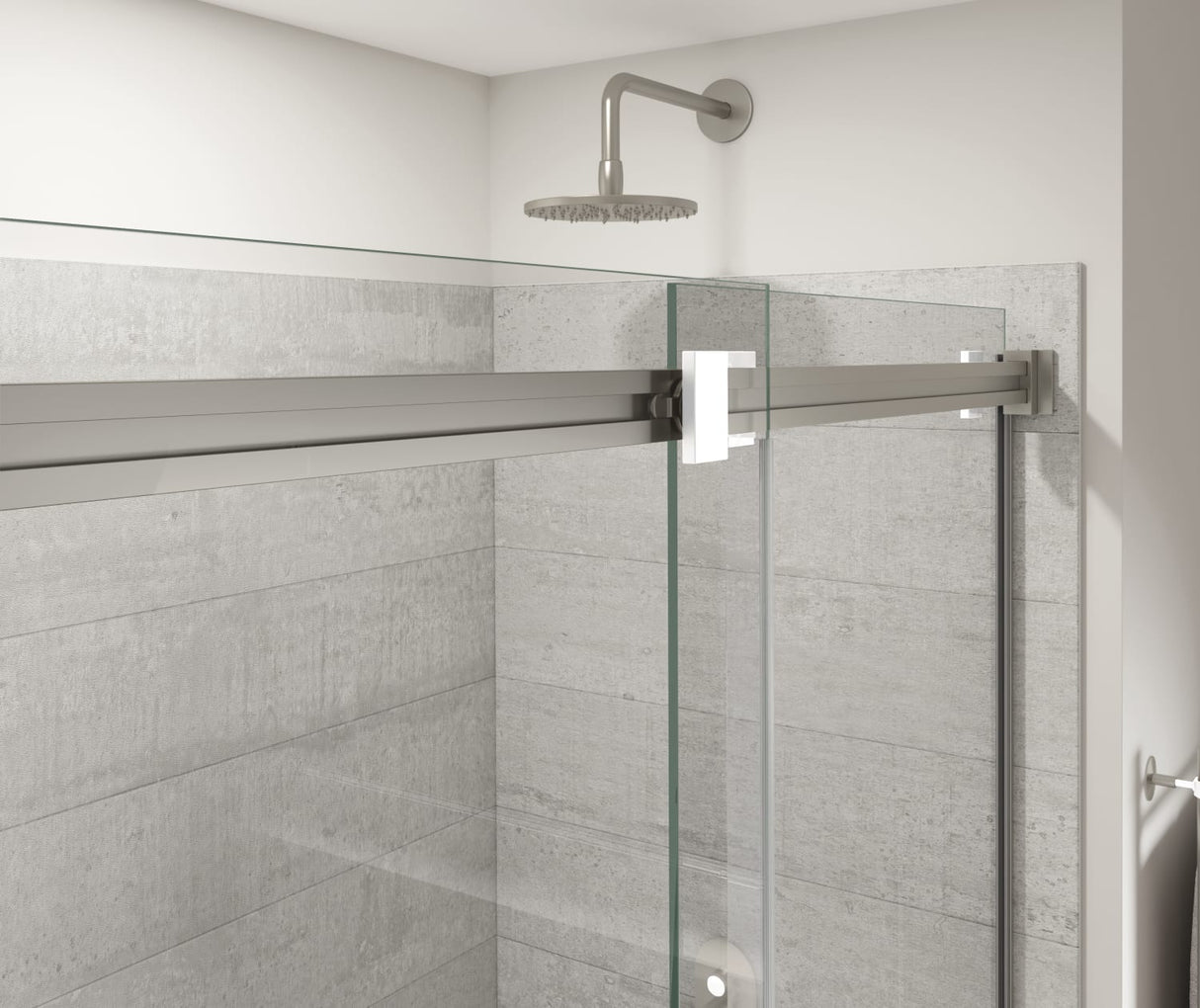 MAAX 136955-810-290-000 Duel Alto 56-59 X 78 in. 8mm Bypass Shower Door for Alcove Installation with GlassShield® glass in Brushed Nickel & Matte White