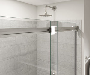MAAX 136955-810-290-000 Duel Alto 56-59 X 78 in. 8mm Bypass Shower Door for Alcove Installation with GlassShield® glass in Brushed Nickel & Matte White