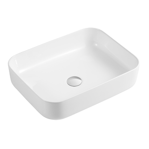 DAX Ceramic Rectangle Bathroom Vessel Basin, Glossy White DAX-CL1285-WG
