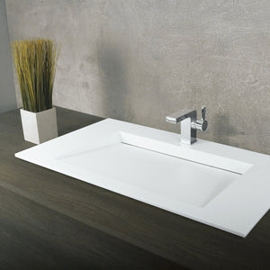 DAX Solid Surface Rectangular Single Bowl Top Mount Bathroom Basin, Matte White DAX-AB-1331
