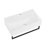 Claire 22" Wall-Mount Bathroom Sink with Black Towel Bar