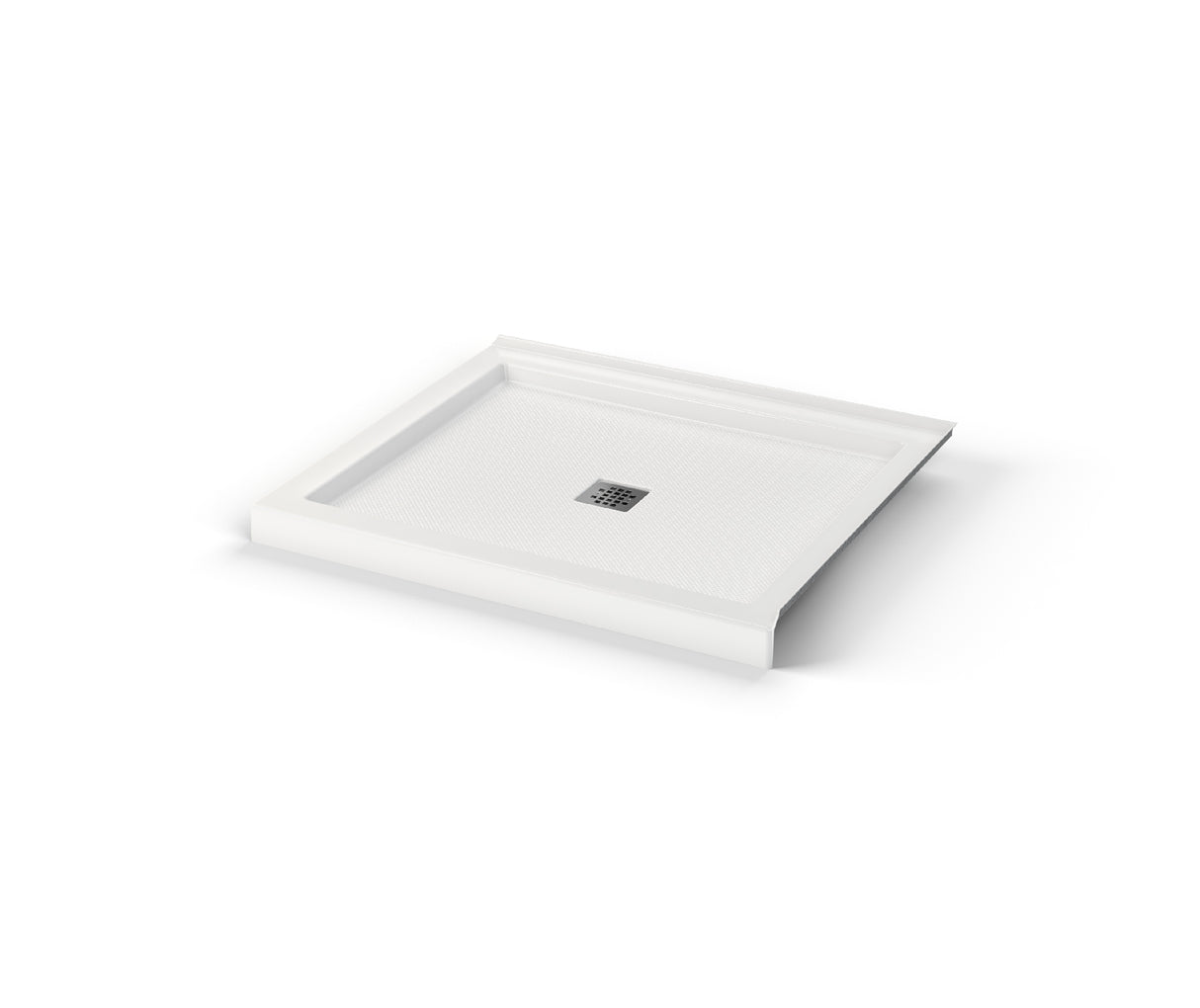 MAAX 420002-543-001-100 B3Square 4834 Acrylic Corner Right Shower Base in White with Anti-slip Bottom with Center Drain