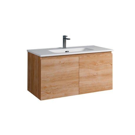 DAX Malibu Engineered Wood and Porcelain Basin Single Vanity Cabinet, 36", Oak DAX-MAL013614-ONX