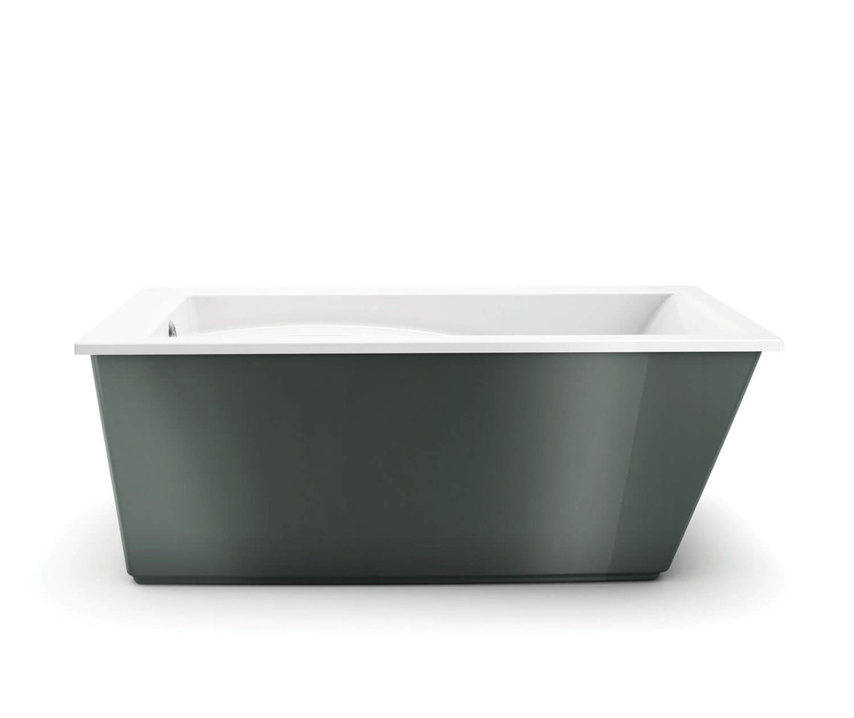 MAAX 105571-000-001-102 Optik 6032 F Acrylic Freestanding End Drain Bathtub in White with Thunder Grey Skirt