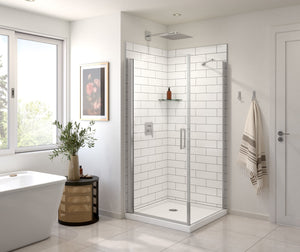 MAAX 135230-900-084-100 Manhattan Square 36 x 36 x 72 in. 6mm Pivot Shower Door for Corner Installation with Clear glass & Round Handle in Chrome