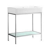 Pierre 32 Single, Freestanding, Open Shelf, Chrome Metal Frame Bathroom Vanity