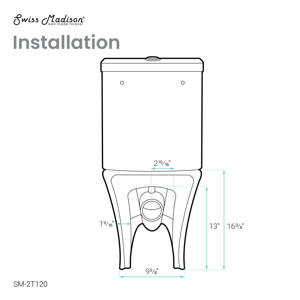 Calice Two-Piece Elongated Rear Outlet Toilet Dual-Flush 1.1/1.6 gpf