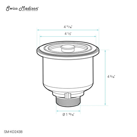 4.5" Stainless Steel Basket Drain in Black