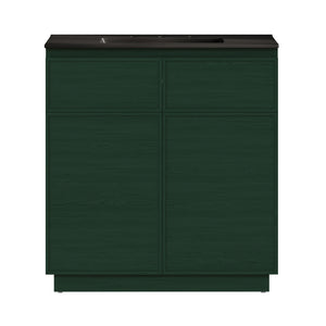 St. Tropez 36" Freestanding Bathroom Vanity in Green Oak with Black 3-Hole Widespread Sink Top