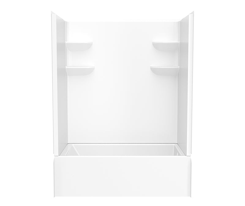 Swanstone VP6032CTSMIN2L/R 60 x 32 Solid Surface Alcove Right Hand Drain Four Piece Tub Shower in White VP6032CTSMIN2R.010