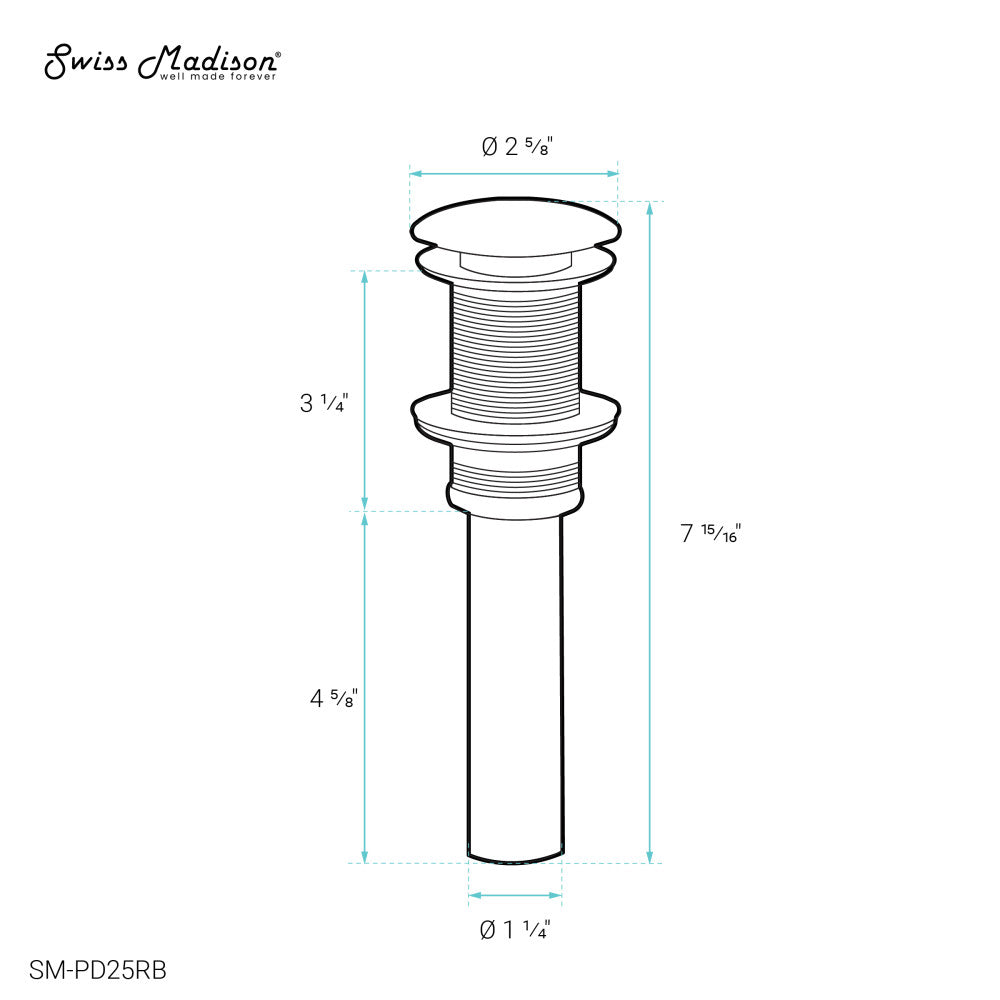 Residential Non-Overflow Pop Up Sink Drain 1.75 in Bronze