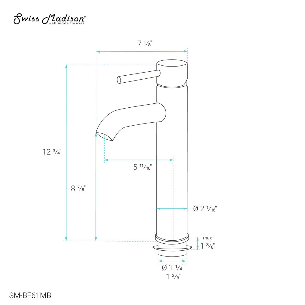 Ivy Single Hole, Single-Handle, High Arc Bathroom Faucet in Matte Black