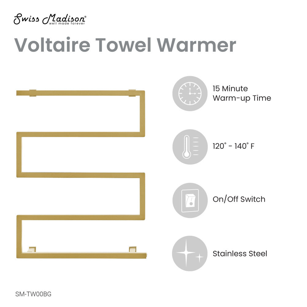 Voltaire 5-Bar Electric Towel Warmer in Brushed Gold