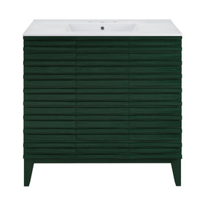 Cascade 36" Freestanding Bathroom Vanity in Green Oak with 3-Hole Widespread Sink Top