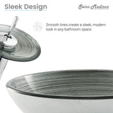 Cascade 16.5 Glass Vessel Sink with Faucet, Smoky Grey