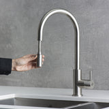 DAX Stainless Steel Single Handle Pull Down Kitchen Faucet, Brushed Stainless Steel DAX-003-02-BN