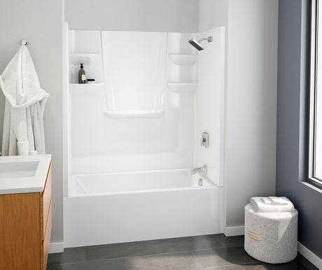 Swanstone VP6032CTSMINL/R 60 x 32 Solid Surface Alcove Right Hand Drain Four Piece Tub Shower in White VP6032CTSMINR.010