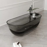 New England Home Goods Anse 69" Freestanding Tub in Gray - Stone Resin Solid Surface