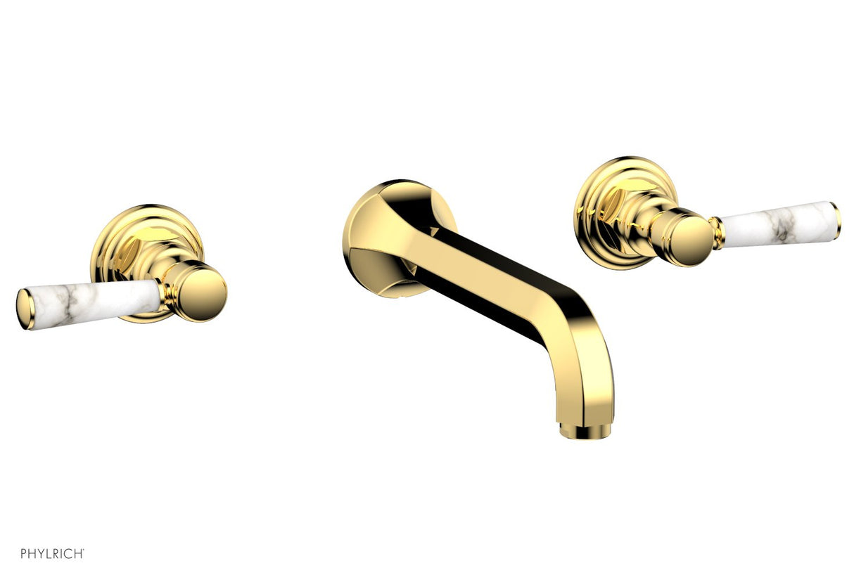 Phylrich 500-58-025X031 HEX TRADITIONAL Wall Tub Set - White Marble Lever Handles 500-58 - Polished Gold