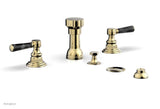 Phylrich 500-62-03UX030 HEX TRADITIONAL Four Hole Bidet Set - Black Marble Lever Handles 500-62 - Polished Brass Uncoated