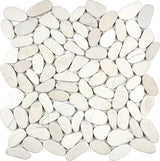 Anatolia Tile Zen Serenity Ivory Flat Matte Pebble Mosaics. 1 Sheet = 1 Sq. Ft. 5001-0223-0 (76-462) Serenity Ivory Flat Pebble - premium natural stone mosaic tile from Anatolia Tile, available at PoshHaus showroom in Keene, NH