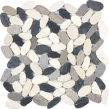 Anatolia Tile Zen Tranquil Cool Blend Flat Matte Pebble Mosaics. 1 Sheet = 1 Sq. Ft. 5001-0226-0 (76-466) Tranquil Cool Blend Flat Pebble - premium natural stone mosaic tile from Anatolia Tile, available at PoshHaus showroom in Keene, NH