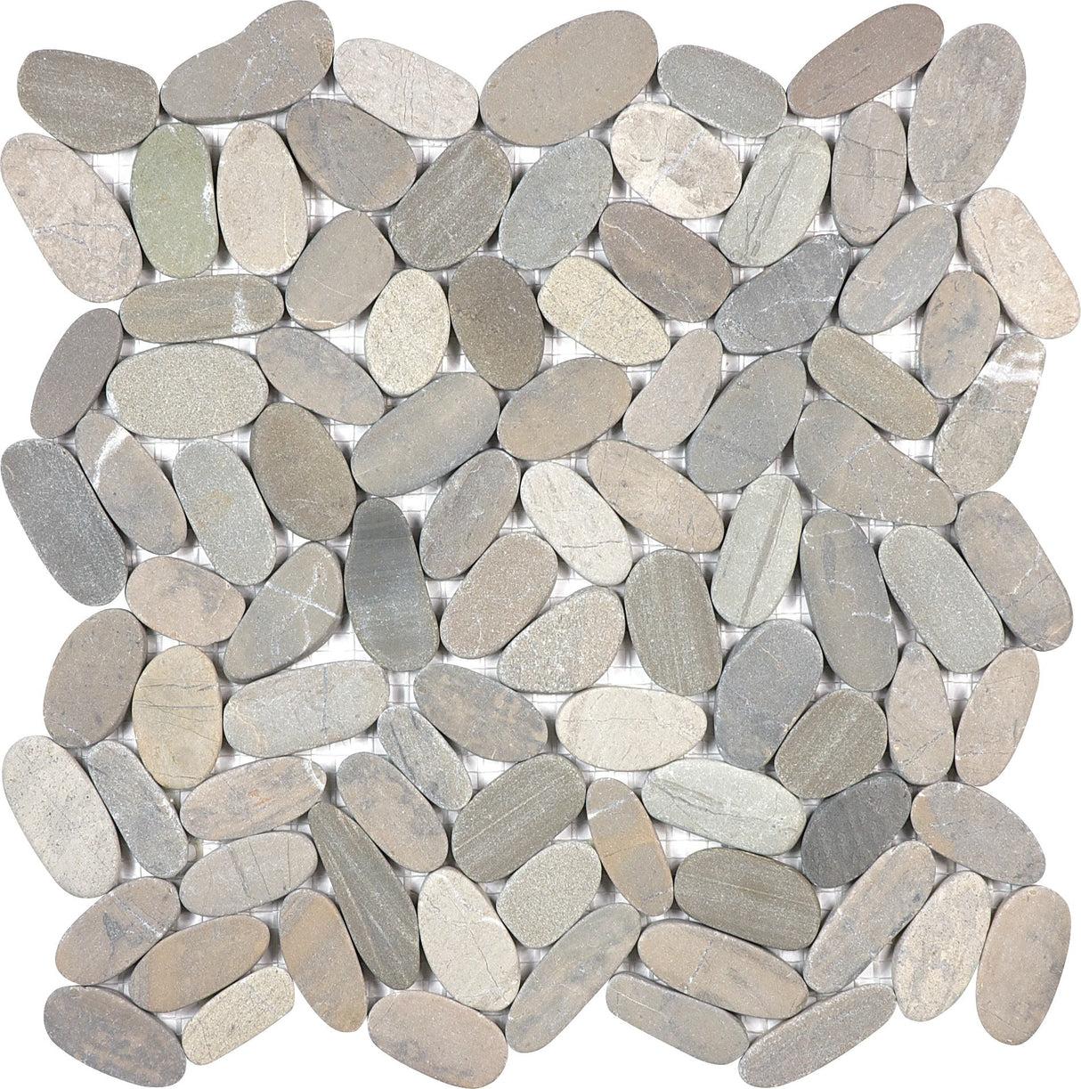 Anatolia Tile Zen Vitality Mica Flat Matte Pebble Mosaics. 1 Sheet = 1 Sq. Ft. 5001-0229-0 (76-464) Vitality Mica Flat Pebble - premium natural stone mosaic tile from Anatolia Tile, available at PoshHaus showroom in Keene, NH